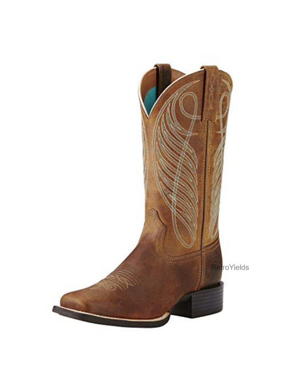 Wide Square Toe Western Boot Full Grain Leather Removable Cushion Insole